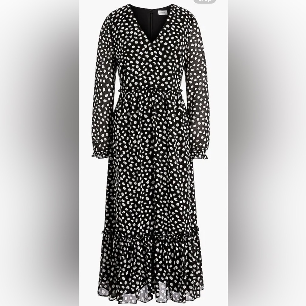 NWT J.Crew size L Crinkle V-neck midi dress